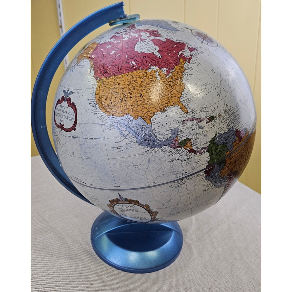Replogle 12 Inch Platinum Classic Series Raised World Globe‎ Blue Base Ocean